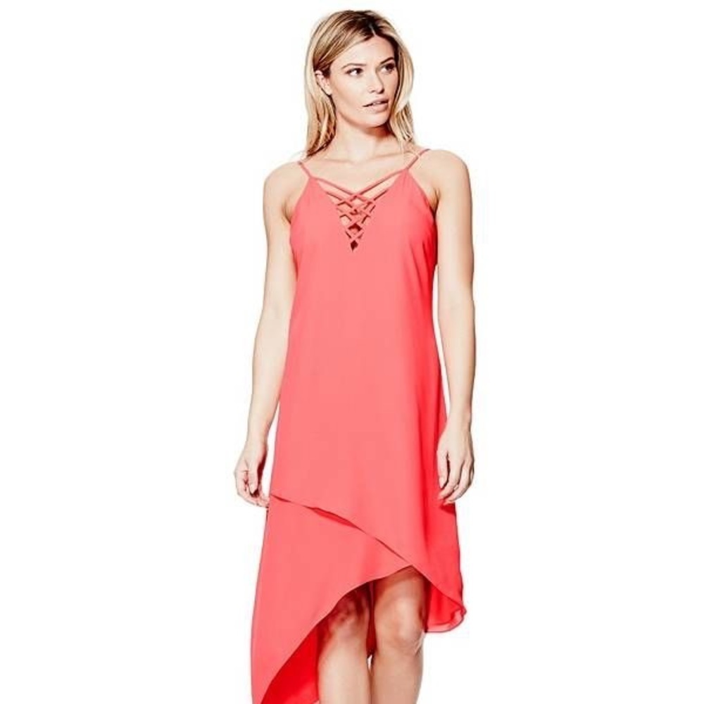 NEW GUESS ASYMMETRIC LACE-UP DETAIL DRESS SZ XS